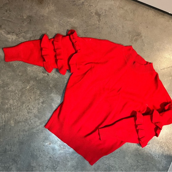 Anthropologie Line & Dot Red Ruffle Sleeve Sweater - XS - Picture 3 of 3